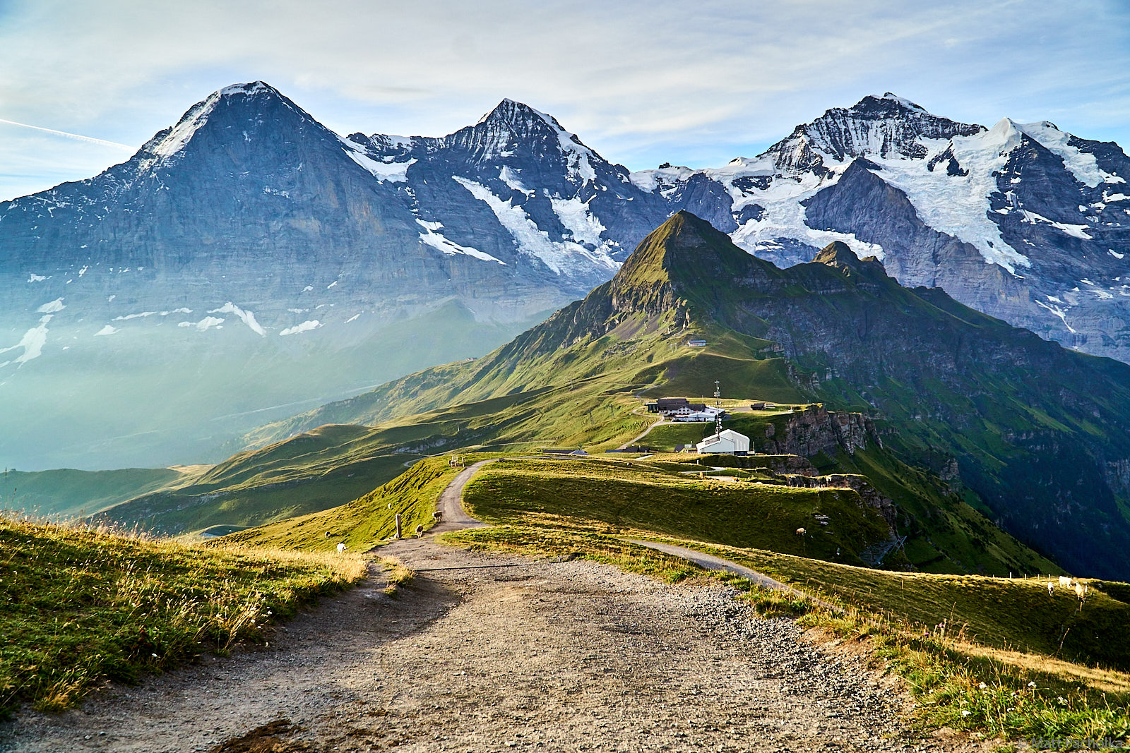 The view from Mannlichen to Eiger, Monch, and Jungfrau.