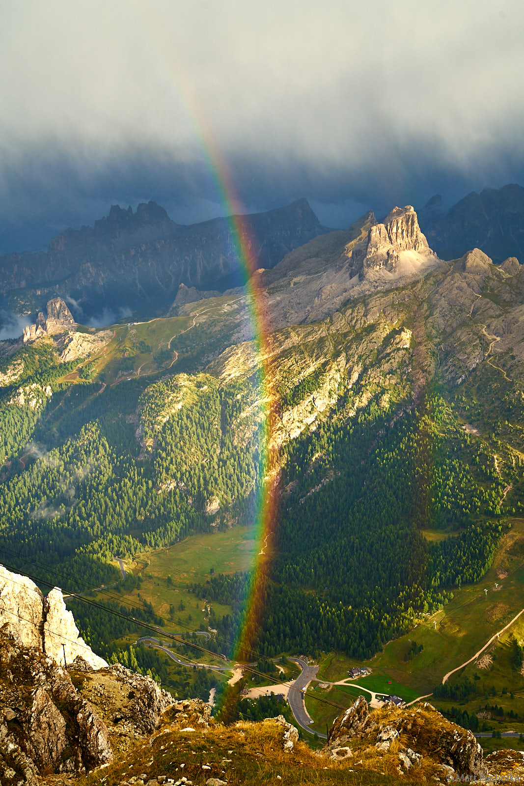 Rainbow Averau Looking across they valley from Lagazuoi this rainbow appeared across the Averau mountain.